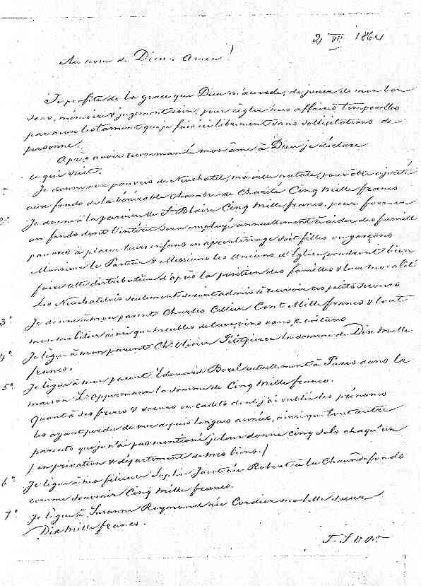 page 1 du testament manuscrit
